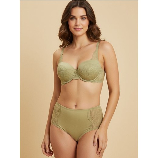 Sinsay - Biustonosz balkonetka z koronką - zielony ze sklepu Sinsay w kategorii Biustonosze - zdjęcie 187200369