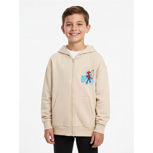 Sinsay - Bluza z kapturem z nadrukiem na plecach Spidey & His Amazing Friends - beżowy ze sklepu Sinsay w kategorii Bluzy chłopięce - zdjęcie 187200388