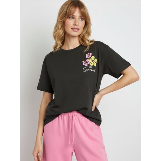 Sinsay - Bawełniana koszulka loose fit The Simpsons - szary ze sklepu Sinsay w kategorii Bluzki damskie - zdjęcie 187200415