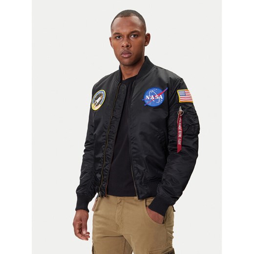 Alpha Industries Kurtka bomber Nasa 166107 Czarny Regular Fit ze sklepu MODIVO w kategorii Kurtki męskie - zdjęcie 187201196
