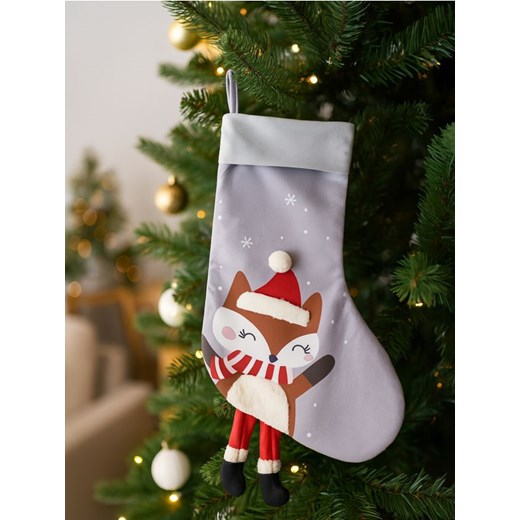 Sinsay - Dekoracyjna skarpeta świąteczna z motywem lisa - szary Sinsay One Size Sinsay