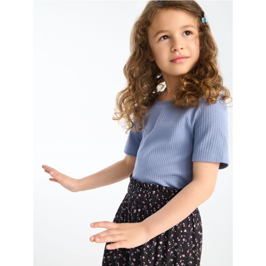 Sinsay - Koszulka z prążkowanej dzianiny - szary ze sklepu Sinsay w kategorii Bluzki dziewczęce - zdjęcie 187203979