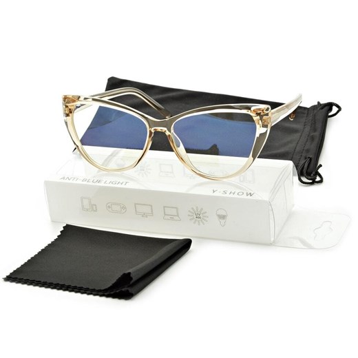 Okulary damskie do komputera kocie z filtrem BLUE Light zerówki 25106B ze sklepu Stylion w kategorii Okulary zerówki damskie - zdjęcie 187206748