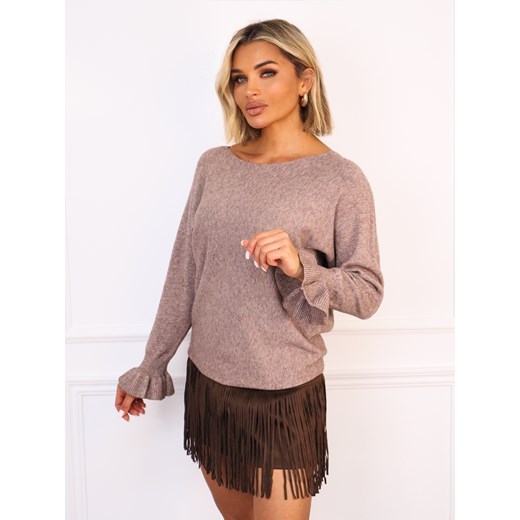 SWETER Z FALBANKAMI PRZY RĘKAWACH- FANGO - id: 20543 - marki Olika - 187206815 SWETER Z FALBANKAMI PRZY RĘKAWACH- FANGO ze sklepu olika.com.pl w kategorii Swetry damskie - zdjęcie 187206815