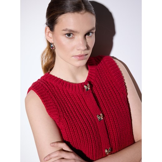 Mohito - Swetrowa czerwona kamizelka - czerwony ze sklepu Mohito w kategorii Swetry damskie - zdjęcie 187207388