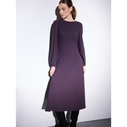 Mohito - Sukienka midi z długim rękawem - ciemny fiolet ze sklepu Mohito w kategorii Sukienki - zdjęcie 187207745