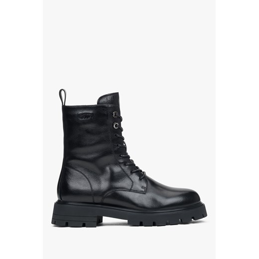 Estro: Czarne botki damskie ze skóry naturalnej na platformie ze sklepu Estro w kategorii Botki - zdjęcie 187208027