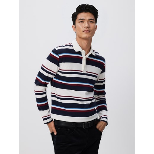Reserved - Koszulka polo comfort w paski - bordowy ze sklepu Reserved w kategorii T-shirty męskie - zdjęcie 187208125