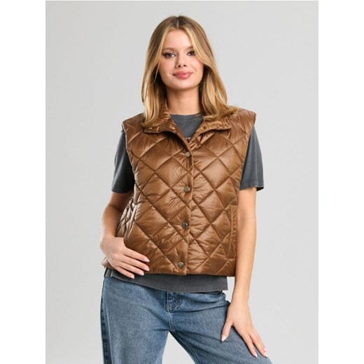 Sinsay - Pikowana kamizelka - brązowy ze sklepu Sinsay w kategorii Kamizelki damskie - zdjęcie 187208655