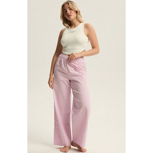 Esotiq spodnie w kratę Bloovii Locklyn 43755-03X, Kolor różowo-biały, Rozmiar L, BLOOVII ze sklepu Primodo w kategorii Piżamy damskie - zdjęcie 187209485
