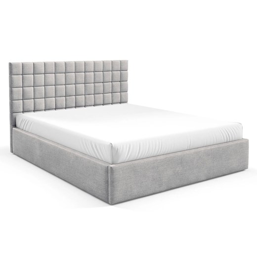 Jasnoszare tapicerowane łóżko z zagłówkiem 3 rozmiary - Merenzo ze sklepu Edinos.pl w kategorii Łóżka i materace - zdjęcie 187210689
