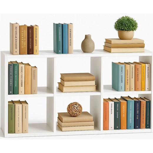 Biały niski regał na książki E1-H58 ze sklepu Edinos.pl w kategorii Regały i witryny - zdjęcie 187210717