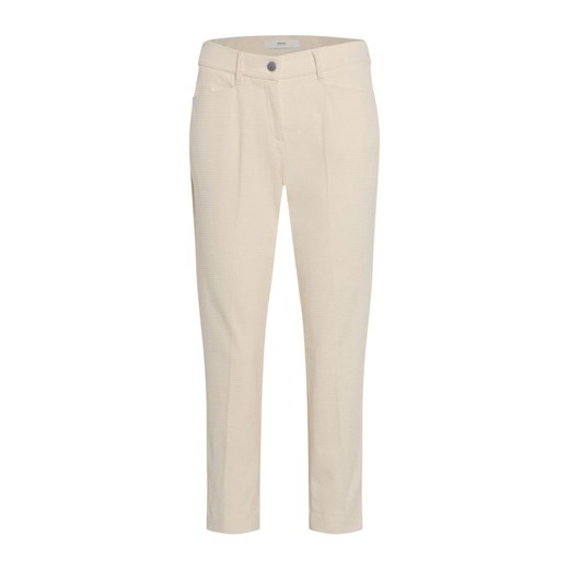 BRAX Damskie spodnie sztruksowe - Mara S Kobiety écru jednolity ze sklepu vangraaf w kategorii Spodnie damskie - zdjęcie 187214559
