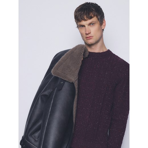 Reserved - Sweter z dekoracyjnym splotem - bordowy ze sklepu Reserved w kategorii Swetry męskie - zdjęcie 187217237