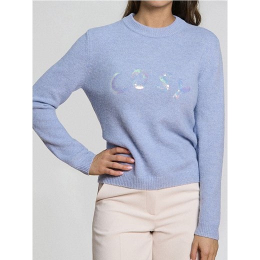 Sinsay - Sweter z połyskującymi cekinami z domieszką wełny - błękitny - id: 332FJ-05M - marki Sinsay - 187218247 Sinsay - Sweter z połyskującymi cekinami z domieszką wełny - błękitny ze sklepu Sinsay w kategorii Swetry damskie - zdjęcie 187218247