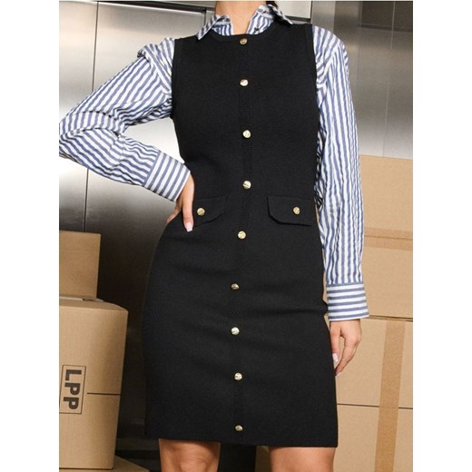 Sinsay - Swetrowa sukienka midi z wiskozą i ozdobnymi guzikami - czarny - id: 446EU-99X - marki Sinsay - 187218276 Sinsay - Swetrowa sukienka midi z wiskozą i ozdobnymi guzikami - czarny ze sklepu Sinsay w kategorii Sukienki - zdjęcie 187218276