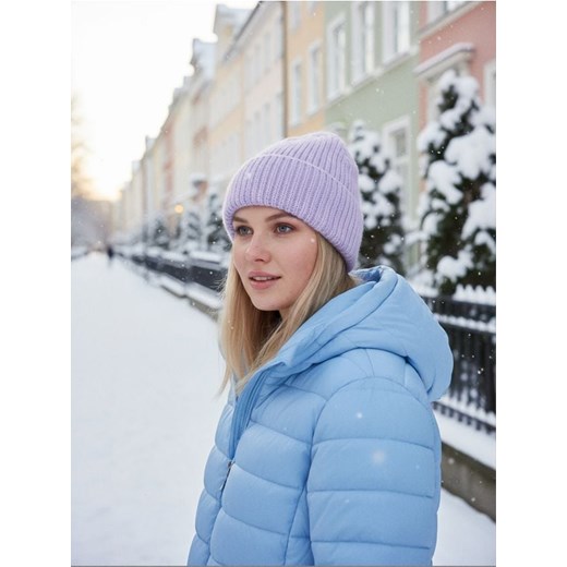 Sinsay - Prążkowana czapka beanie - fioletowy - id: 762FG-04X - marki Sinsay - 187218355 Sinsay - Prążkowana czapka beanie - fioletowy ze sklepu Sinsay w kategorii Czapki zimowe damskie - zdjęcie 187218355