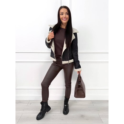 Czarny Krótki Kożuszek Modnakiecka.pl 46 ModnaKiecka.pl