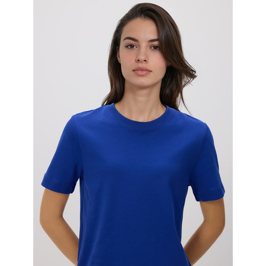 Reserved - T-shirt regular z merceryzowanej bawełny - niebieski ze sklepu Reserved w kategorii Bluzki damskie - zdjęcie 187219225