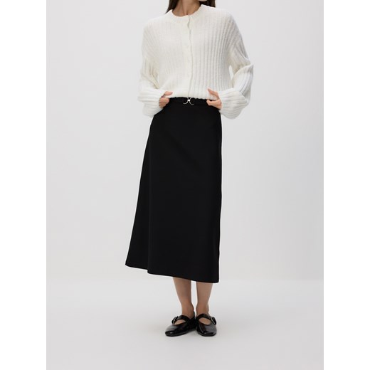 Reserved - Spódnica midi z paskiem - czarny ze sklepu Reserved w kategorii Spódnice - zdjęcie 187219626