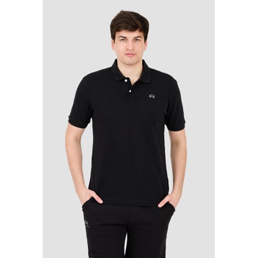 LA MARTINA Czarne męskie polo z małym logo, Rozmiar XXL ze sklepu outfit.pl w kategorii T-shirty męskie - zdjęcie 187219757