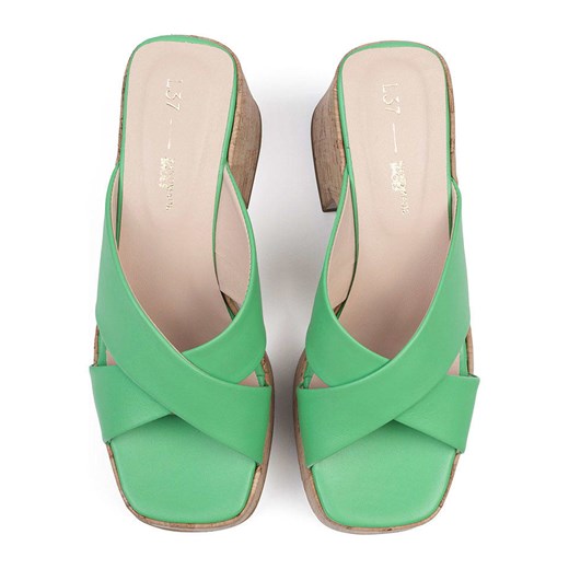 loft37 Skórzane klapki w kolorze zielonym Loft37 39 okazyjna cena Limango Polska