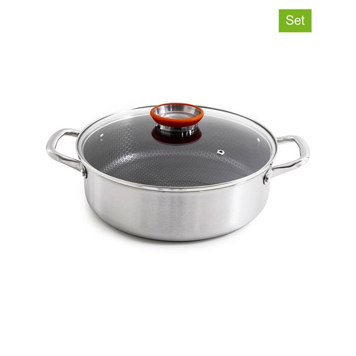 Laguiole 2-częściowy zestaw ''Blackcube'' w kolorze srebrnym - Ø 28 cm - id: 17500391 - marki Laguiole - 187221595 Laguiole 2-częściowy zestaw ''Blackcube'' w kolorze srebrnym - Ø 28 cm ze sklepu Limango Polska w kategorii Garnki - zdjęcie 187221595