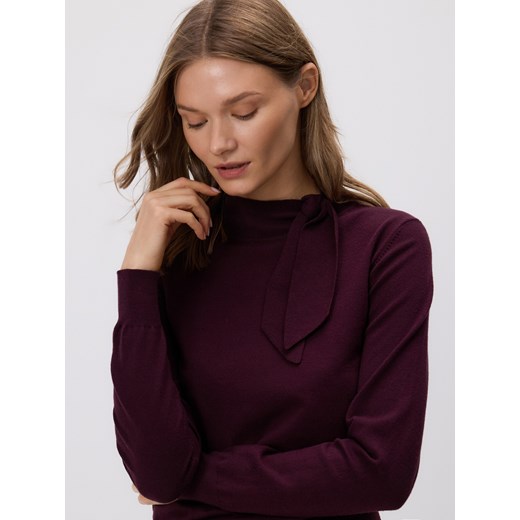 Reserved - Sweter z wiązaniem - mahoniowy ze sklepu Reserved w kategorii Swetry damskie - zdjęcie 187222699
