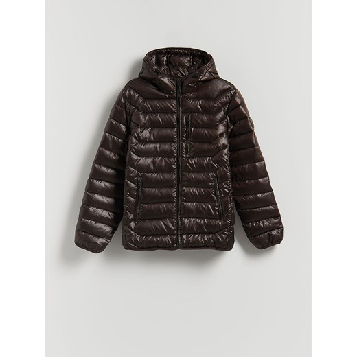Reserved - Pikowana kurtka z kapturem - ciemnobrązowy ze sklepu Reserved w kategorii Kurtki męskie - zdjęcie 187222708