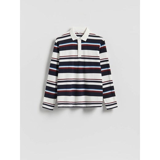 Reserved - Koszulka polo comfort w paski - bordowy ze sklepu Reserved w kategorii T-shirty męskie - zdjęcie 187222845