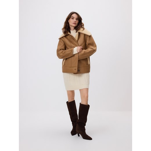 Reserved - Kurtka z kożuchem - brązowy ze sklepu Reserved w kategorii Kurtki damskie - zdjęcie 187222928