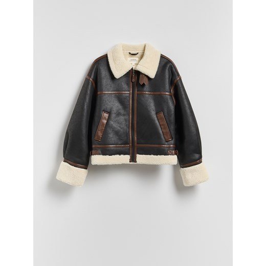 Reserved - Kurtka z imitacją kożucha - czarny ze sklepu Reserved w kategorii Kurtki damskie - zdjęcie 187222939