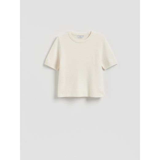 Reserved - Wełniany sweter - kremowy ze sklepu Reserved w kategorii Swetry damskie - zdjęcie 187223005