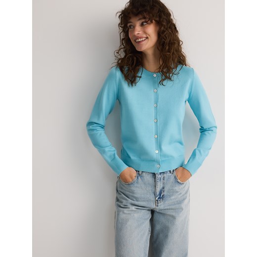Reserved - Rozpinany kardigan z wiskozą - turkusowy Reserved S wyprzedaż Reserved