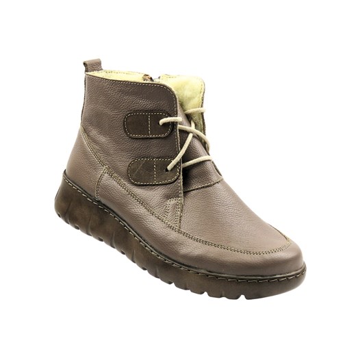 Botki damskie polskiej marki HELIOS Komfort 795, khaki ze sklepu ulubioneobuwie w kategorii Botki - zdjęcie 187224028