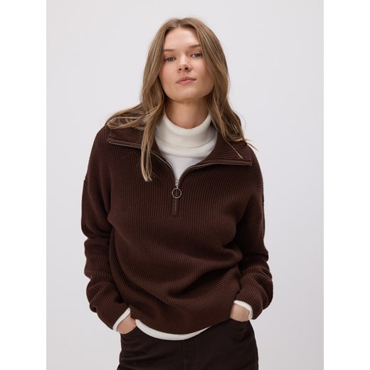 Reserved - Sweter z wiskozą - ciemnobrązowy ze sklepu Reserved w kategorii Swetry damskie - zdjęcie 187224138