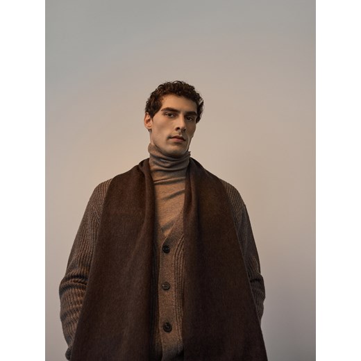 Reserved - Wełniany szalik z kaszmirem - ciemnobrązowy ze sklepu Reserved w kategorii Szaliki męskie - zdjęcie 187224157