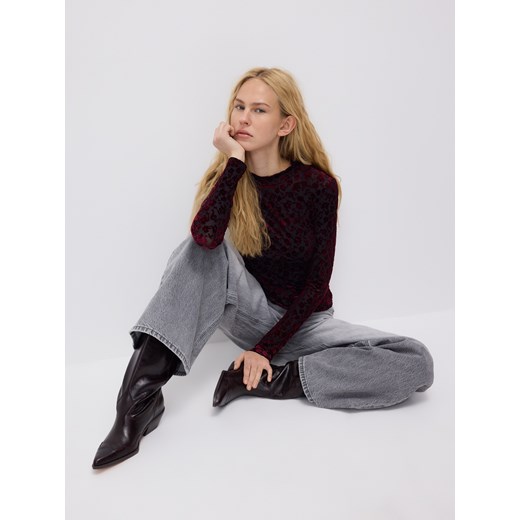 Reserved - Longsleeve w kwiatowy wzór - bordowy ze sklepu Reserved w kategorii Bluzki damskie - zdjęcie 187224347