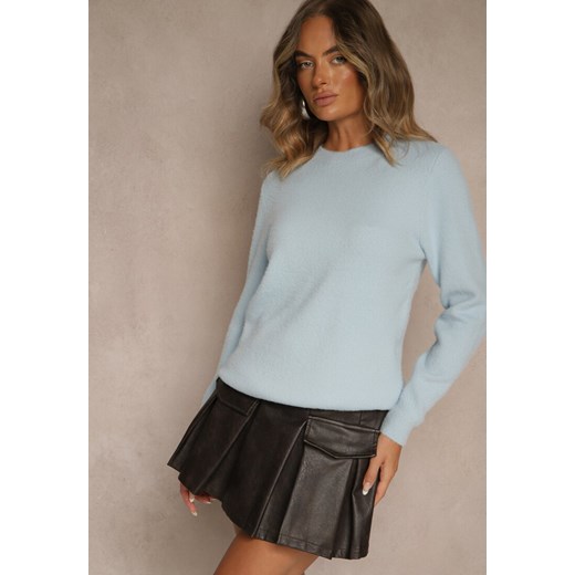 Niebieski Sweter z Wełną ze Ściągaczami Furrive - id: 5395-MIX5K-51-BLUE - marki Renee - 187224375 Niebieski Sweter z Wełną ze Ściągaczami Furrive ze sklepu renee.pl w kategorii Swetry damskie - zdjęcie 187224375