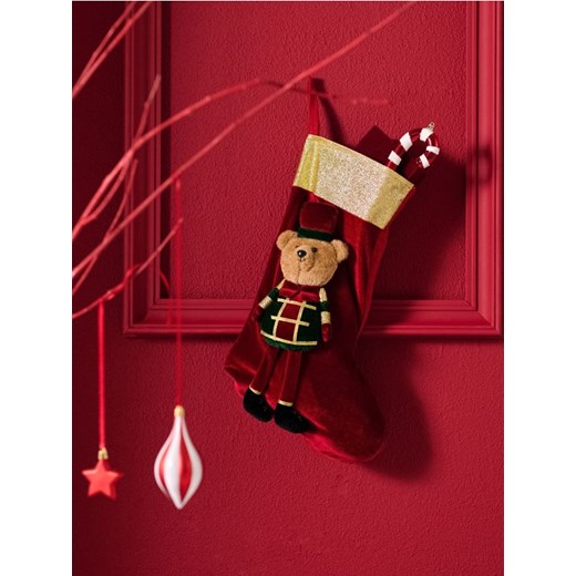 Sinsay - Świąteczna skarpeta z misiem - bordowy ze sklepu Sinsay w kategorii Dekoracje bożonarodzeniowe - zdjęcie 187225538