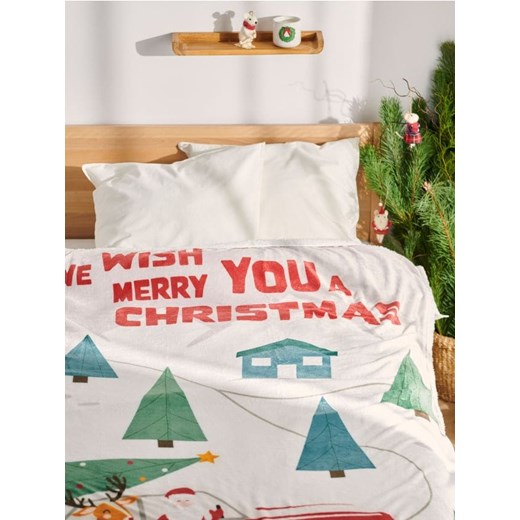 Sinsay - Świąteczna narzuta na łóżko z nadrukiem i napisem We wish you a Merry Christmas - wielobarwny ze sklepu Sinsay w kategorii Narzuty i kapy - zdjęcie 187225588