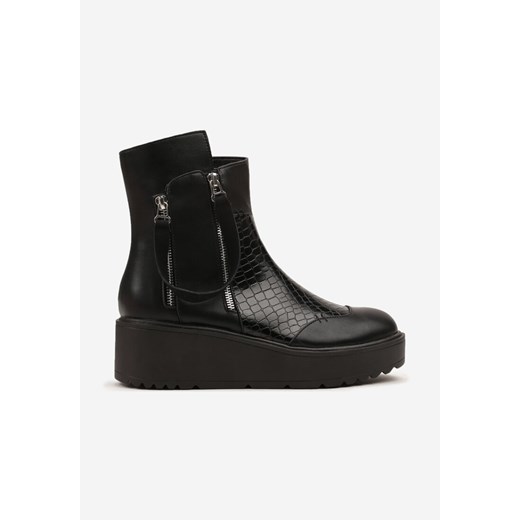 Czarne Botki Vices na Platformie i Koturnie Gamillia 38 born2be.pl
