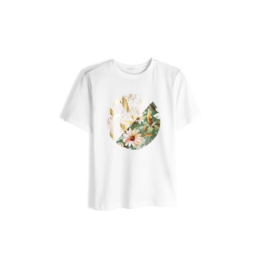 GATE Bawełniany T-shirt z mieszanym nadrukiem 34 ze sklepu gateshop w kategorii Bluzki damskie - zdjęcie 187226078