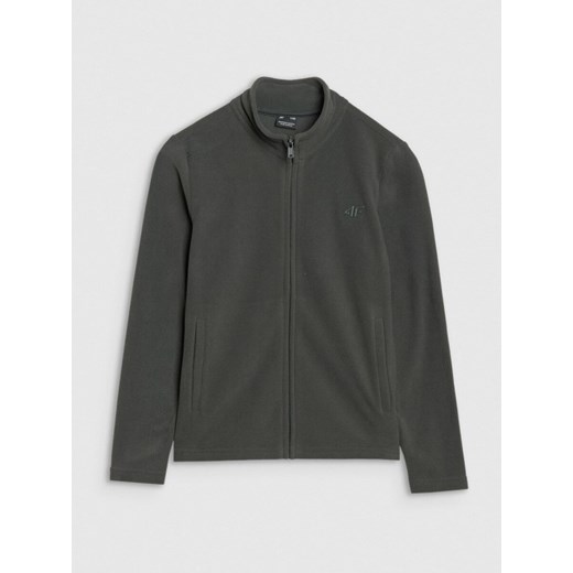 Chłopięcy polar rozpinany bez kaptura 4F 4FJRSS25TFLEM392 - khaki ze sklepu Sportstylestory.com w kategorii Bluzy chłopięce - zdjęcie 187226157