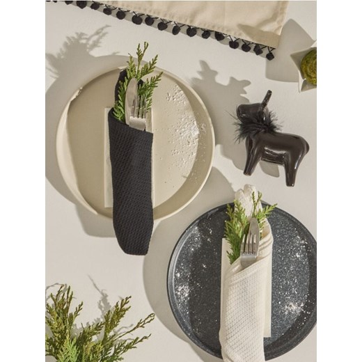 Sinsay - Ścierki kuchenne z motywem zimowym 3 pack - czarny ze sklepu Sinsay w kategorii Fartuchy kuchenne - zdjęcie 187226408