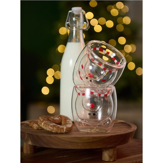 Sinsay - Świąteczna szklanka z podwójnym dnem z motywem misia - biały ze sklepu Sinsay w kategorii Kubki - zdjęcie 187226439