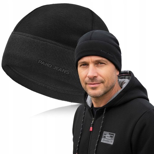 Ciepła, Zimowa Czapka - Podszyta Polarem - Pako Jeans - Czarna CPAPJNSz100cz Pako Jeans Uniwersalny JegoSzafa.pl