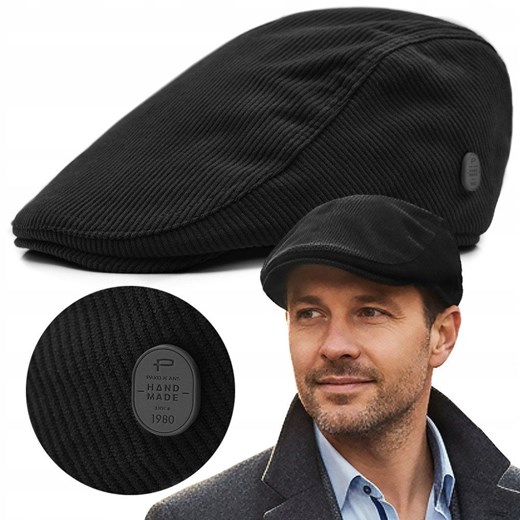 Ocieplany, Sztruksowy Kaszkiet - Pako Jeans - Czarny CPAPJNSKASZKIET1511 Pako Jeans Uniwersalny JegoSzafa.pl