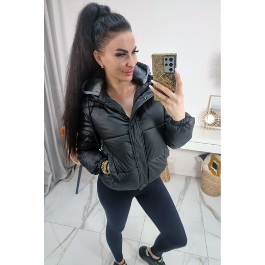 kurtka sportowa santana z bawełnianym kapturem - czarna ze sklepu STYLOWO w kategorii Kurtki damskie - zdjęcie 187229207