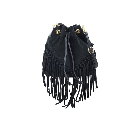 Torebka skórzana boho style - Czarna ze sklepu Barberinis w kategorii Listonoszki - zdjęcie 187229246